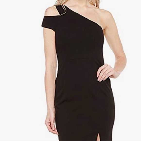 NWT Maggy London Black One Shoulder Sheath Dress sz 8 - Picture 3 of 10